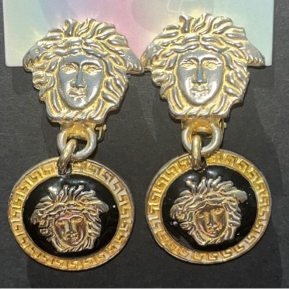 Versace: 'The Wolf Of Wall Street' Gold Earrings - Picture 5 of 7